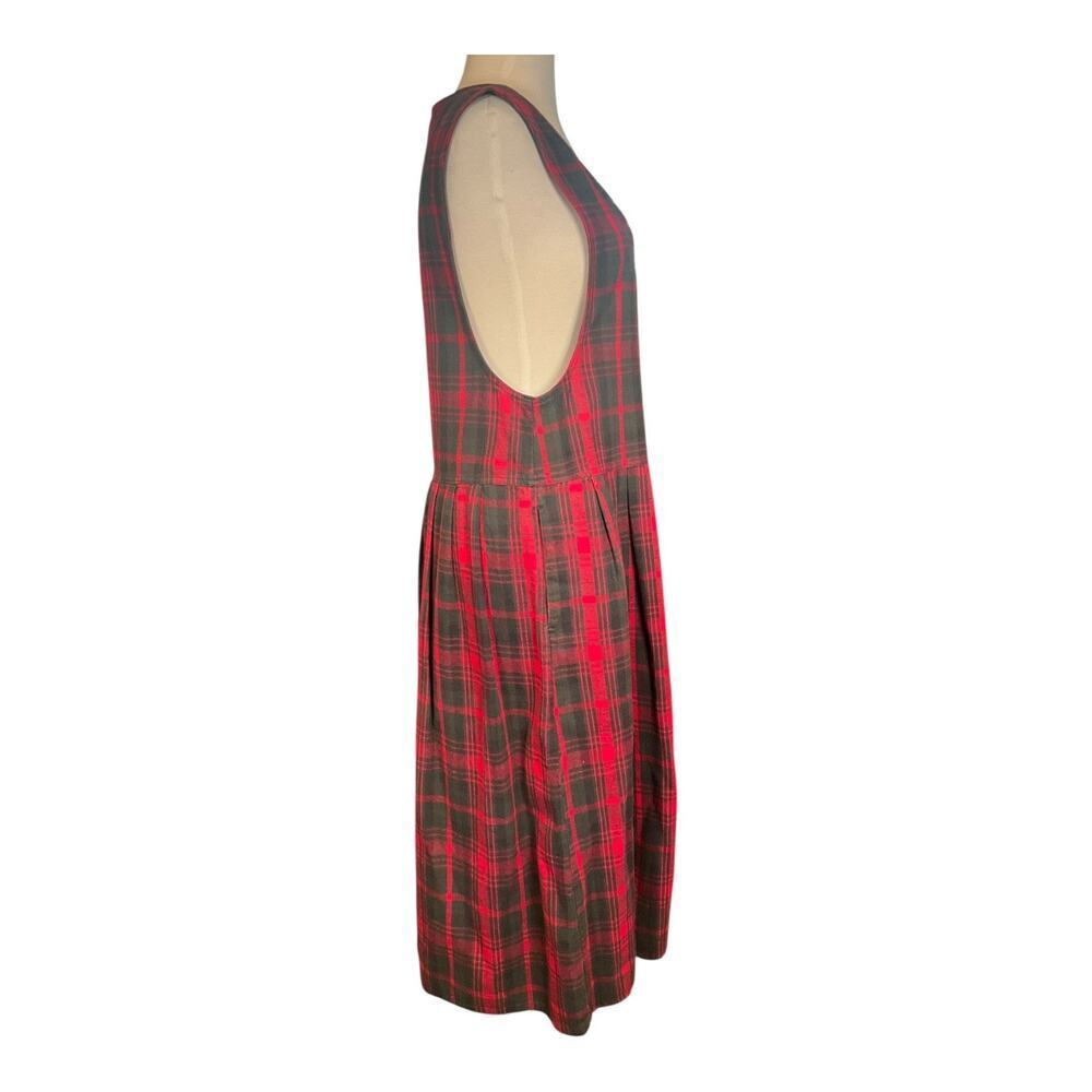 Vintage Woolrich Red Plaid Jumper Dress Sleeveless Buttons cottagecore Cotton L - Picture 4 of 12